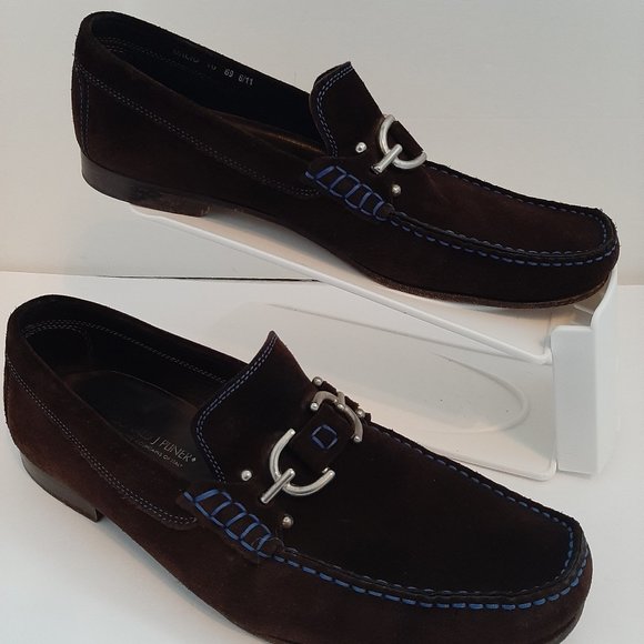 Donald J Pliner Italy Dacio Suede Loafer Slip On Brown Blue 10 M